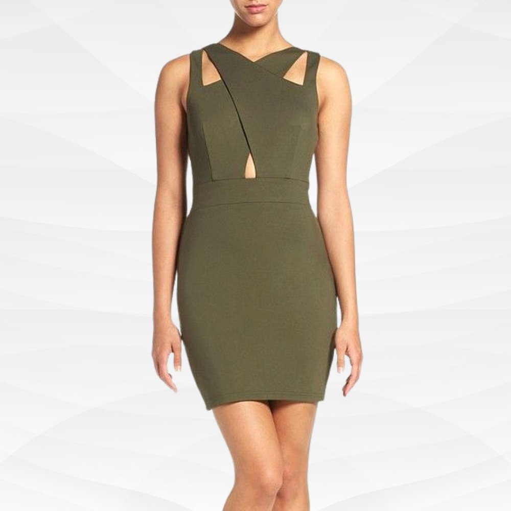 Ali & Jay Cutout Sleeveless Mini Bodycon Dress, Olive Green, Size S